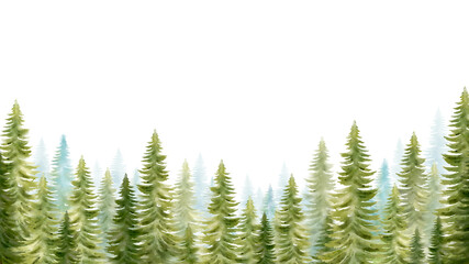 Green forest png, nature watercolor border collage element, transparent background