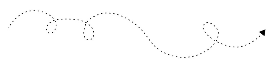 Line squiggly dashed, dotted arrow vector icon