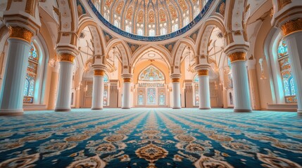 Obraz premium The magnificent interior design of the mosque with an ancient design