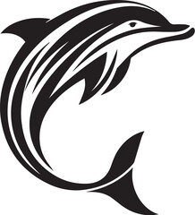 Dolphin Black And White Vector Template 