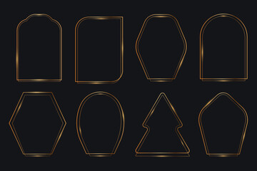 Gold elegant frames set. Golden thin geometric borders in an art deco style for invitations, cards, posters