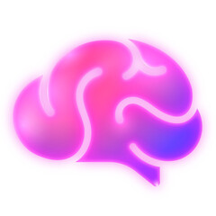 Brain, education png icon sticker, neon glow design on transparent background