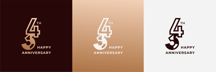 Logo 34th, 34 years anniversary, Creative template for celebration, birthday, greeting and invitation. Editable file