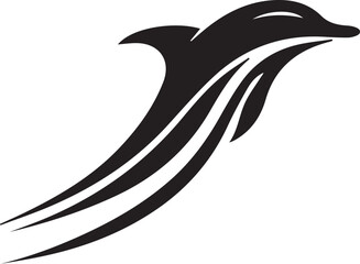 Fototapeta premium Dolphin Black And White Vector Template 
