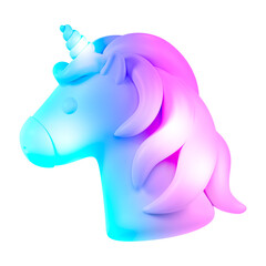 Unicorn icon  png sticker, 3D neon glow, transparent background