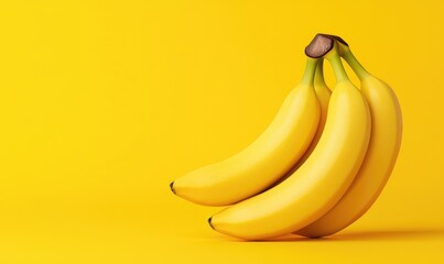 Fresh and vibrant bananas on a bright yellow background, perfect for adding a pop of color to any design or project.