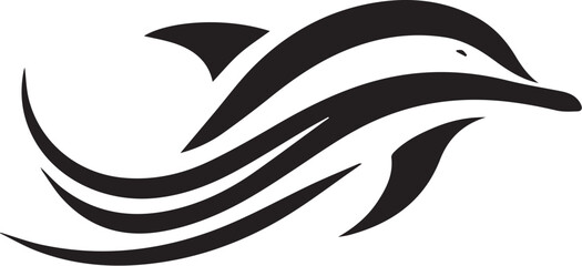 Dolphin Black And White Vector Template 