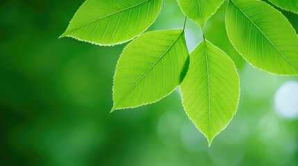 Green leaves against a soft blurred background, showcasing natural beauty.