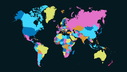 Fototapeta premium World map. Modern color vector map. Silhouette map.