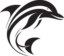 Dolphin Black And White Vector Template 