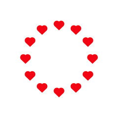 Red hearts circle frame. Love symbol round border design