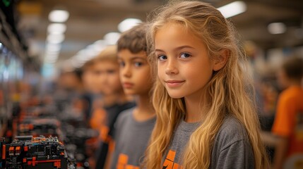Children participate in a robotics lesson with their teacher, demonstrating hands-on learning with technology-driven projects.