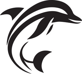 Dolphin Black And White Vector Template 