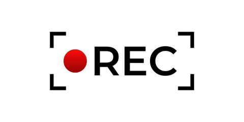 Rec indicator for live video recording. Video record icon.