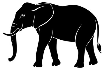 Black elephant silhouette Vector illustration.