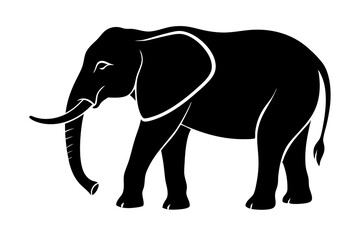 Black elephant silhouette Vector illustration.