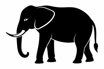 Black elephant silhouette Vector illustration.