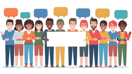 Diverse Group of People Holding a Blank Sign