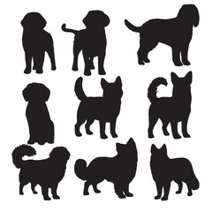 Isolated dogs on the white background. Dogs silhouettes. Vector EPS 10.	
