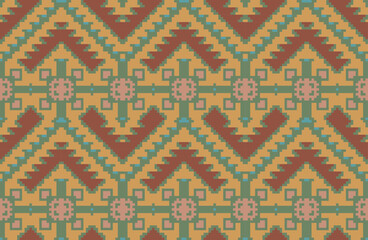 Mosaic Abstract Geometric Patternfolk Embroidery, Aztec Geometric Ornament Print. Design for Carpet, Wallpaper, Clothing, Wrapping, Fabric
