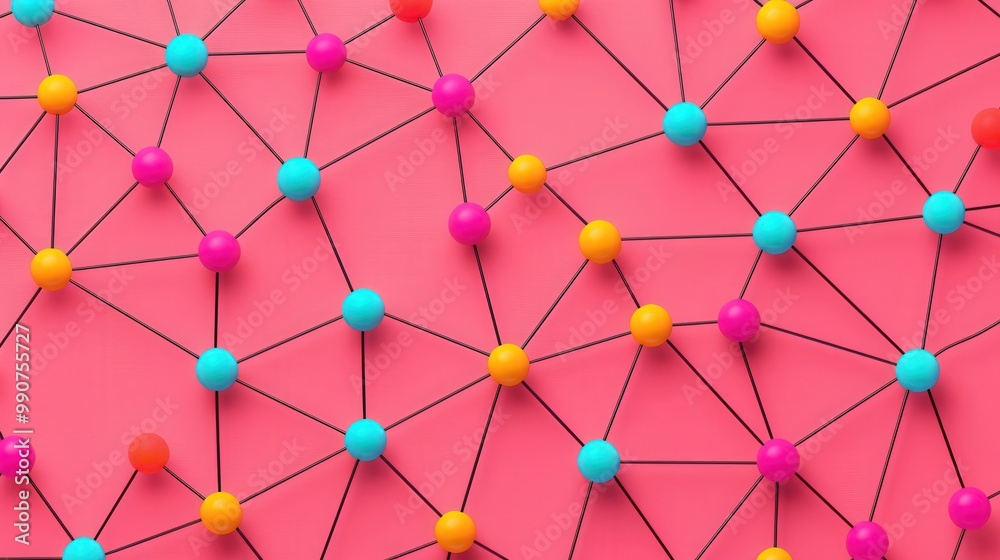 Canvas Prints interconnected nodes in abstract 3d mesh, a sleek flat design illustration showcasing a network of g