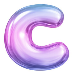 C letter png sticker, pink 3D gradient balloon English alphabet, transparent background