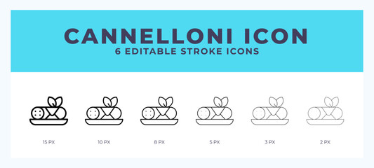 Cannelloni icon vector for web. And mobile app. Editable stroke outline icon.