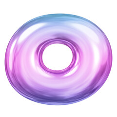 O letter png sticker, pink 3D gradient balloon English alphabet, transparent background