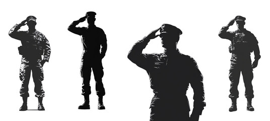 soldiers saluting in military uniforms expressing respect and honor transparent background