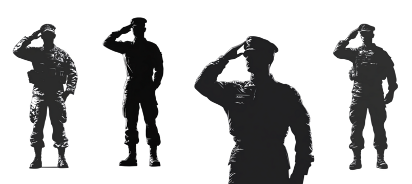 soldiers saluting in military uniforms expressing respect and honor transparent background