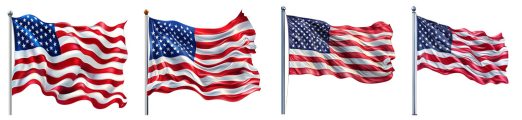 Fototapeta premium American flags waving patriotic symbol of freedom and unity transparent background