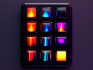 Symbol and icon design, abstract gadget representation, vibrant colors. [symbol, icon, gadget],