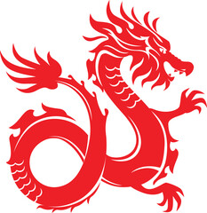 Dragon vector illustration in red