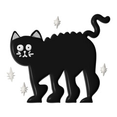 Black cat shivering png, transparent background