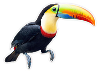 Obraz premium Colorful toucan with large beak isolated on black background