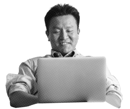 Png businessman working on laptop sticker, transparent background