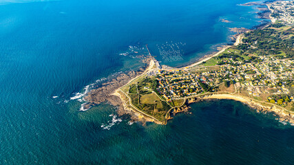 atlantic ocean in loire atlantic and loire river saint nazaire estuary aerial view © Olivier