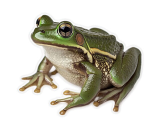 Naklejka premium Closeup of a green frog with large eyes and a black background. Perfect for wildlife, nature, amphibian, and animal lovers