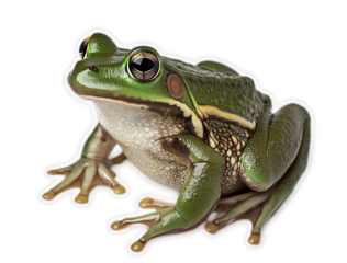 Closeup of a green frog with large eyes and a black background. Perfect for wildlife, nature, amphibian, and animal lovers