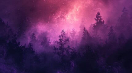Purple sky and trees