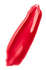 Smear of red purple lip gloss or nail art material isolated on white background