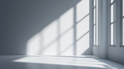 Fototapeta premium Empty modern minimalist room with shadow from window sunlight interior building
