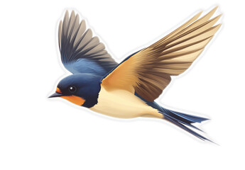 Obraz premium Flying Swallow Bird Isolated on Black Background