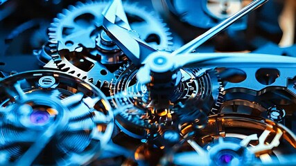 Close-up of intricate watch gears and mechanical parts in motion, representing precision engineering, timekeeping, and craftsmanship.

