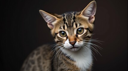 Obraz premium Leopard-colored kitten on a brown background