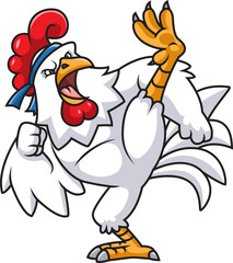 Angry rooster fighter character mascot design