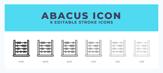 Obraz premium Abacus icon symbol. Logo illustration thin line. Bold line vector icons. Editable stroke