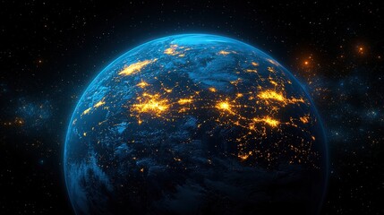 Obraz premium A detailed depiction of connection lines around the earth, symbolizing global communication, social media, and technological advancements.