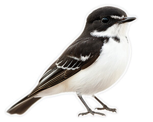 Obraz premium Small black and white bird with a long tail and white belly perched on a branch