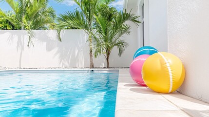 Joyful Summer Days at a Pool Villa - Family and Friends Enjoying Fun in the Sun with Kids Jumping Barbecue and Tropical Vibes